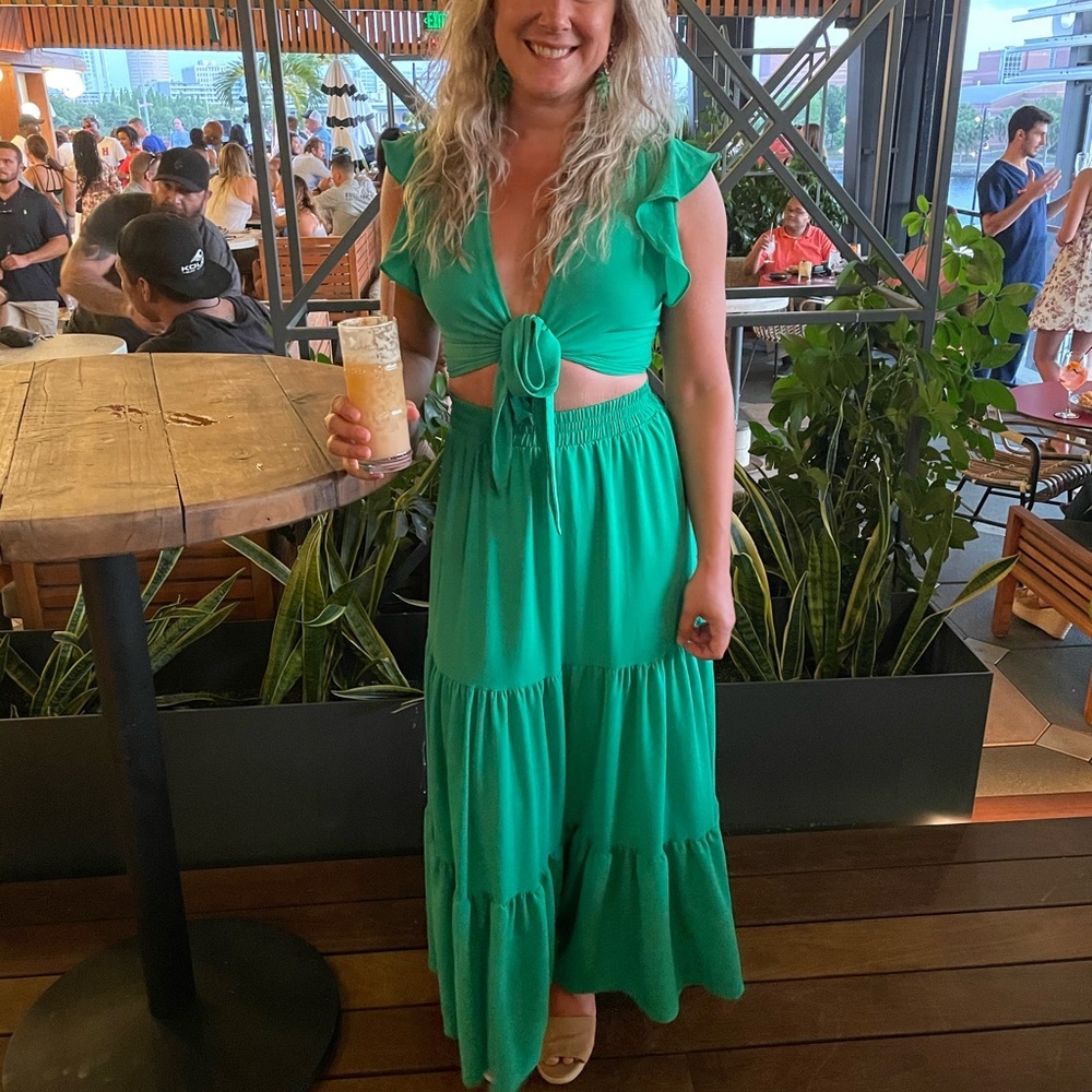 Vici Green Midi Dress